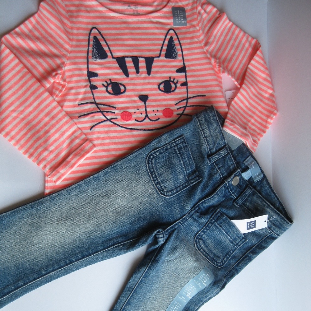 BabyGap Girl LS Top Flare Leg Jeans 4T NWT Outfit